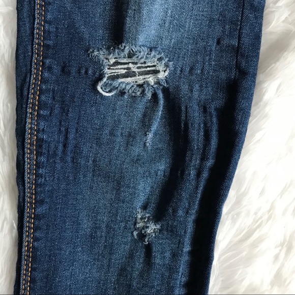 ZARA Trafaluc Skinny Distressed Jeans Navy Wash - Picture 7 of 8